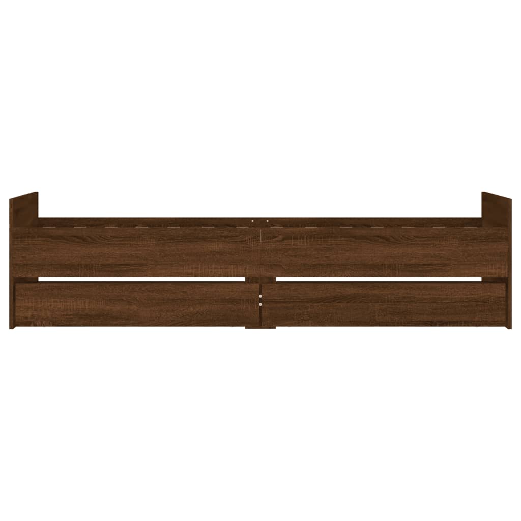 vidaXL Cadru de pat cu sertare, stejar maro, 75x190 cm, mic single