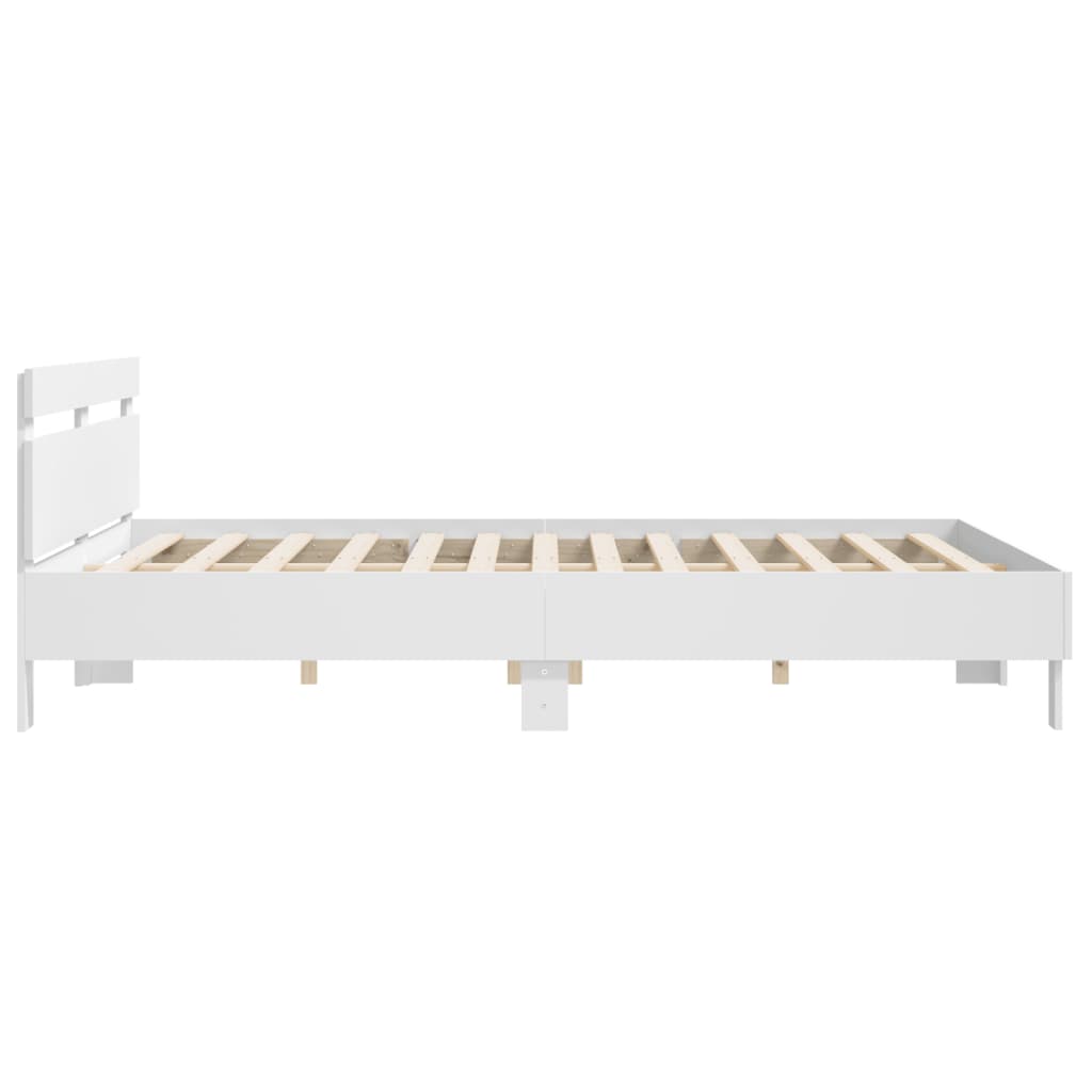 vidaXL Cadru de pat cu tăblie 200x200 cm, alb, lemn prelucrat