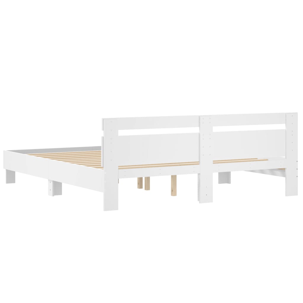 vidaXL Cadru de pat cu tăblie 200x200 cm, alb, lemn prelucrat