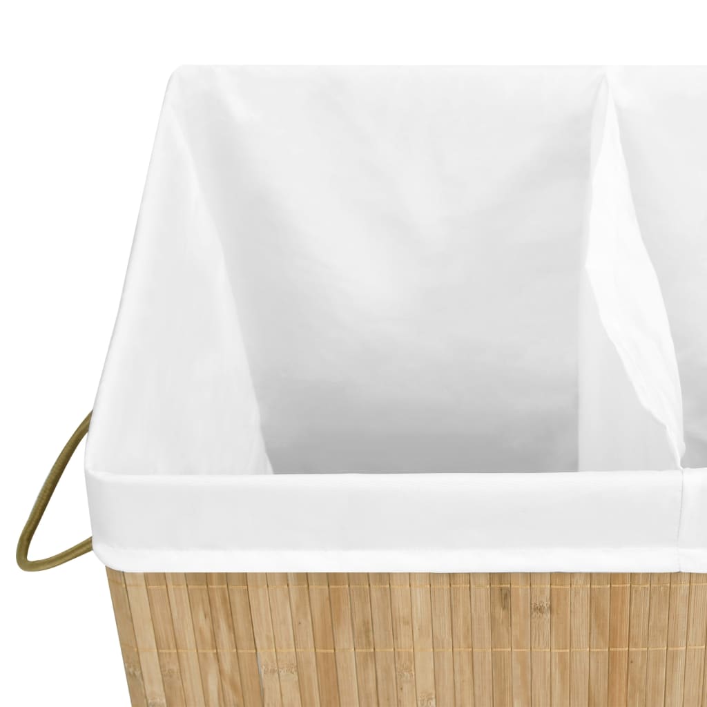 vidaXL Coș de rufe din bambus cu 2 secțiuni, 100 L vidaXL Coș de rufe din bambus cu 2 secțiuni, 100 L