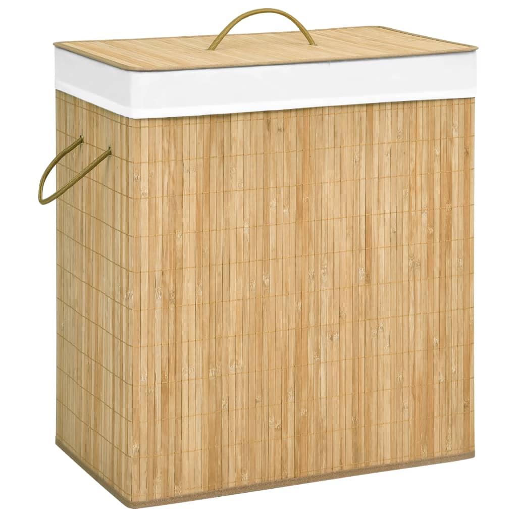 vidaXL Coș de rufe din bambus cu 2 secțiuni, 100 L vidaXL Coș de rufe din bambus cu 2 secțiuni, 100 L
