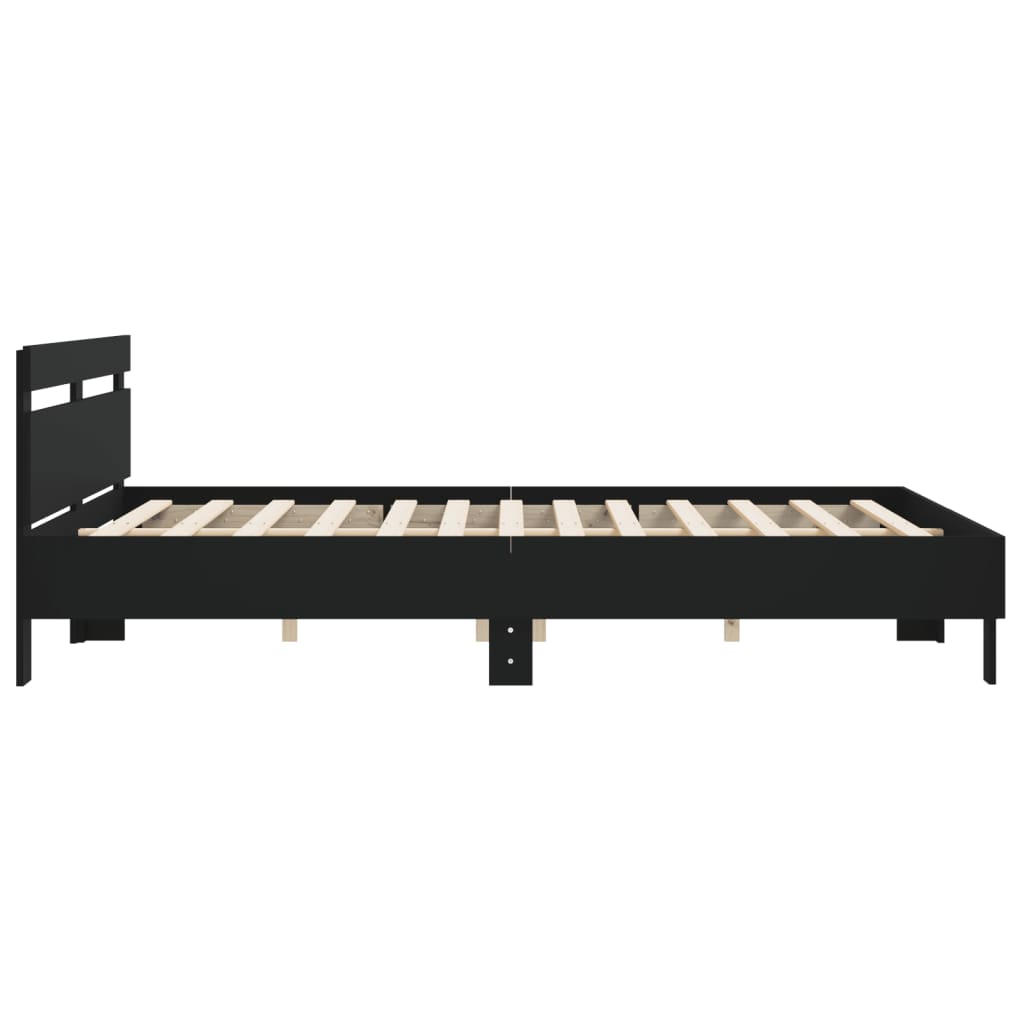 vidaXL Cadru de pat cu tăblie, negru, 180x200 cm, lemn prelucrat vidaXL Cadru de pat cu tăblie, negru, 180x200 cm, lemn prelucrat