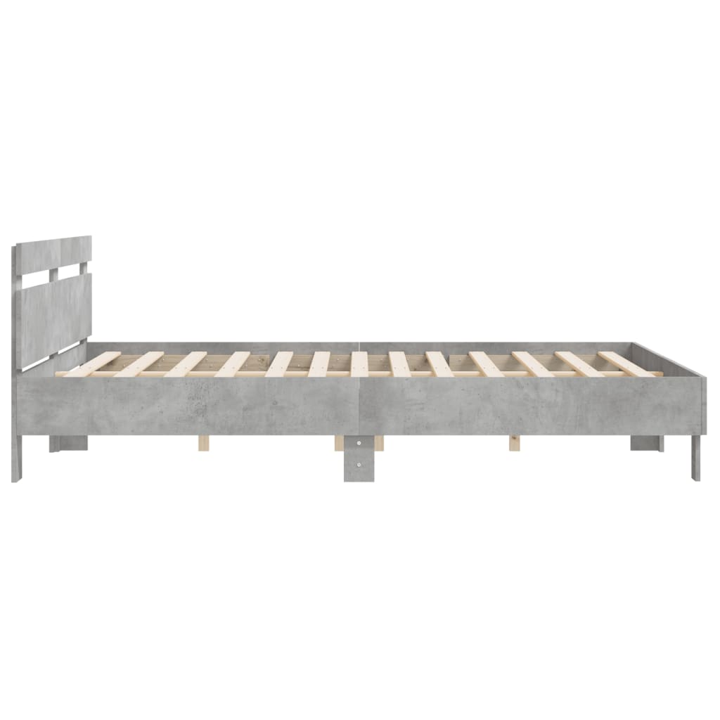 vidaXL Cadru de pat cu tăblie gri beton 180x200 cm lemn prelucrat vidaXL Cadru de pat cu tăblie gri beton 180x200 cm lemn prelucrat
