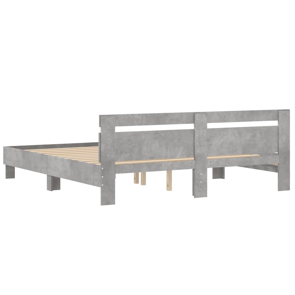 vidaXL Cadru de pat cu tăblie gri beton 180x200 cm lemn prelucrat vidaXL Cadru de pat cu tăblie gri beton 180x200 cm lemn prelucrat