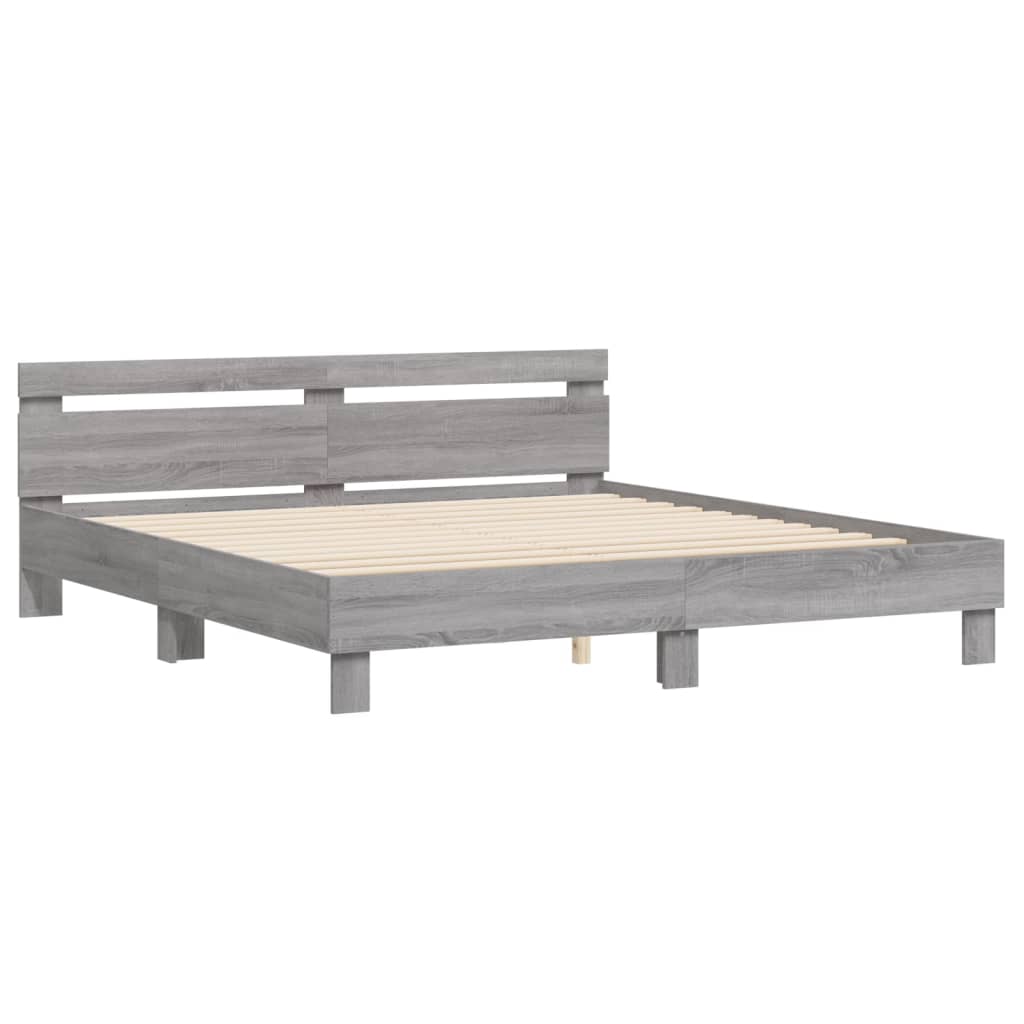 vidaXL Cadru de pat cu tăblie gri sonoma 180x200 cm lemn prelucrat