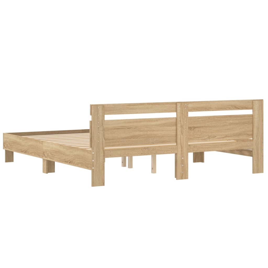 vidaXL Cadru de pat cu tăblie stejar sonoma 160x200 cm lemn prelucrat