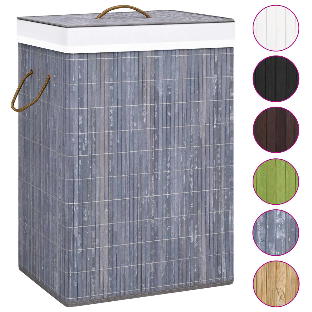 vidaXL Coș de rufe din bambus cu 2 secțiuni, gri, 72 L vidaXL Coș de rufe din bambus cu 2 secțiuni, gri, 72 L