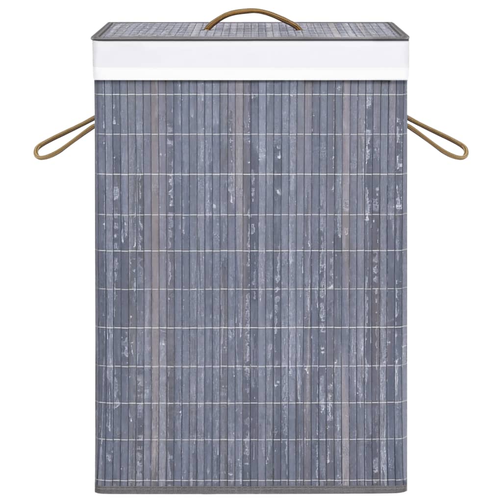vidaXL Coș de rufe din bambus cu 2 secțiuni, gri, 72 L vidaXL Coș de rufe din bambus cu 2 secțiuni, gri, 72 L