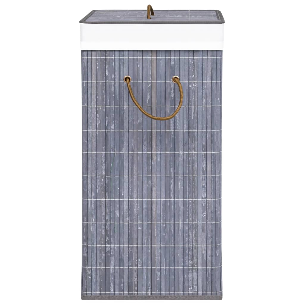 vidaXL Coș de rufe din bambus cu 2 secțiuni, gri, 72 L vidaXL Coș de rufe din bambus cu 2 secțiuni, gri, 72 L