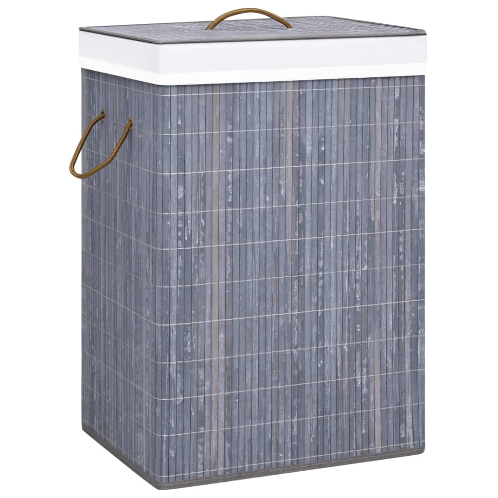 vidaXL Coș de rufe din bambus cu 2 secțiuni, gri, 72 L vidaXL Coș de rufe din bambus cu 2 secțiuni, gri, 72 L
