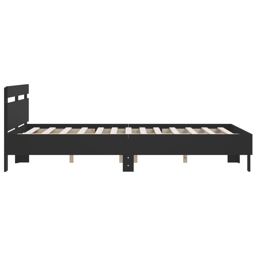 vidaXL Cadru de pat cu tăblie, negru, 150x200 cm, lemn prelucrat vidaXL Cadru de pat cu tăblie, negru, 150x200 cm, lemn prelucrat