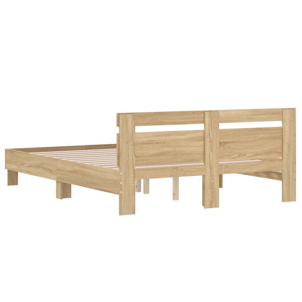 vidaXL Cadru de pat cu tăblie stejar sonoma 150x200 cm lemn prelucrat