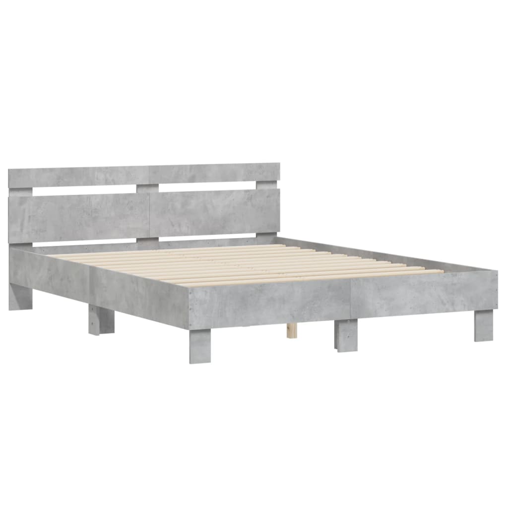 vidaXL Cadru de pat cu tăblie gri beton 150x200 cm lemn prelucrat vidaXL Cadru de pat cu tăblie gri beton 150x200 cm lemn prelucrat