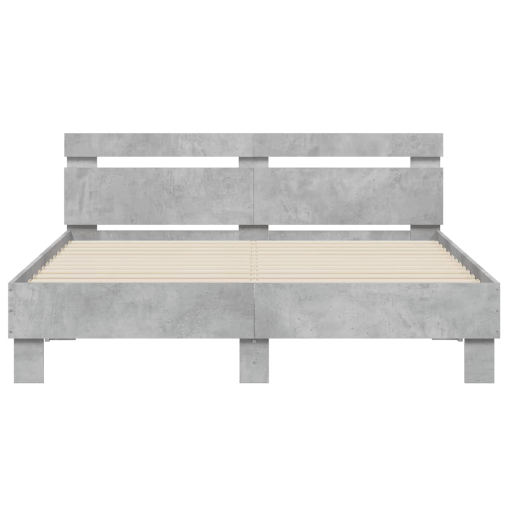 vidaXL Cadru de pat cu tăblie gri beton 150x200 cm lemn prelucrat vidaXL Cadru de pat cu tăblie gri beton 150x200 cm lemn prelucrat