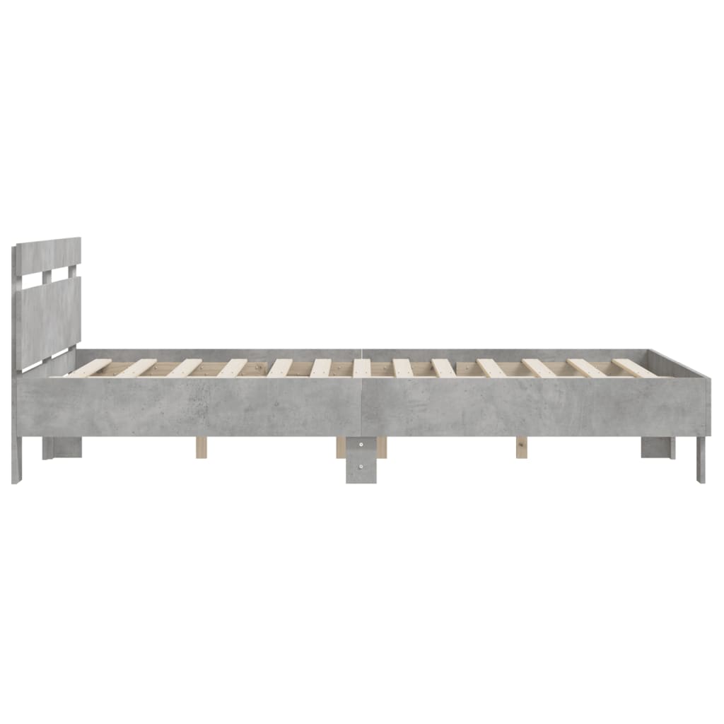 vidaXL Cadru de pat cu tăblie gri beton 150x200 cm lemn prelucrat vidaXL Cadru de pat cu tăblie gri beton 150x200 cm lemn prelucrat
