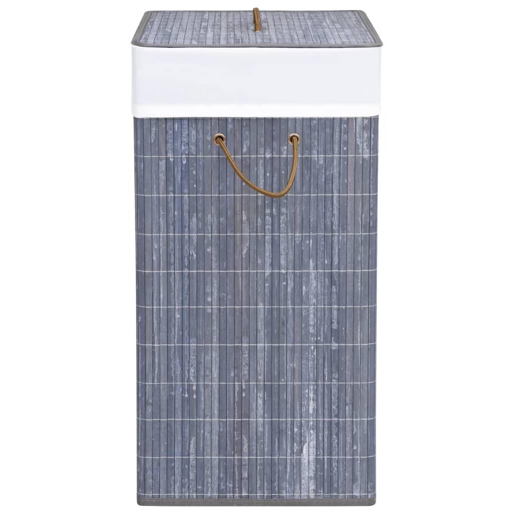 vidaXL Coș de rufe din bambus cu 2 secțiuni, gri, 100 L vidaXL Coș de rufe din bambus cu 2 secțiuni, gri, 100 L