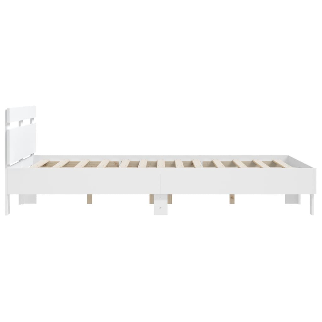 vidaXL Cadru de pat cu tăblie, alb, 140x200 cm, lemn prelucrat vidaXL Cadru de pat cu tăblie, alb, 140x200 cm, lemn prelucrat