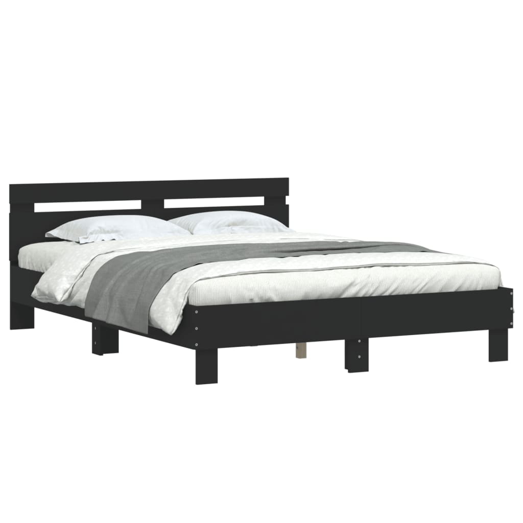 vidaXL Cadru de pat cu tăblie, negru, 140x200 cm, lemn prelucrat vidaXL Cadru de pat cu tăblie, negru, 140x200 cm, lemn prelucrat
