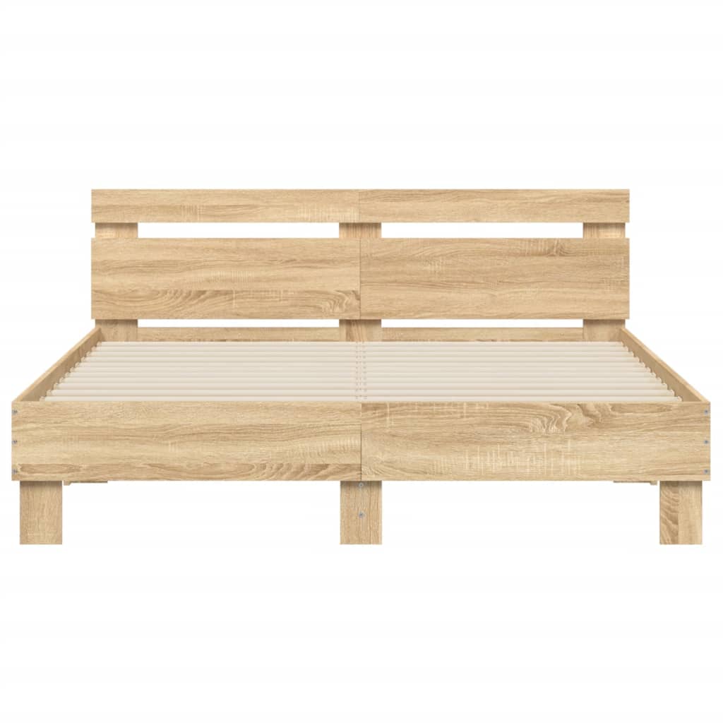vidaXL Cadru de pat cu tăblie stejar sonoma 140x200 cm lemn prelucrat