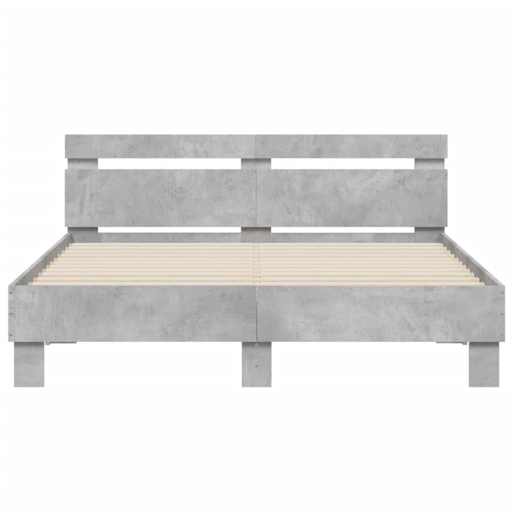 vidaXL Cadru de pat cu tăblie gri beton 140x200 cm lemn prelucrat