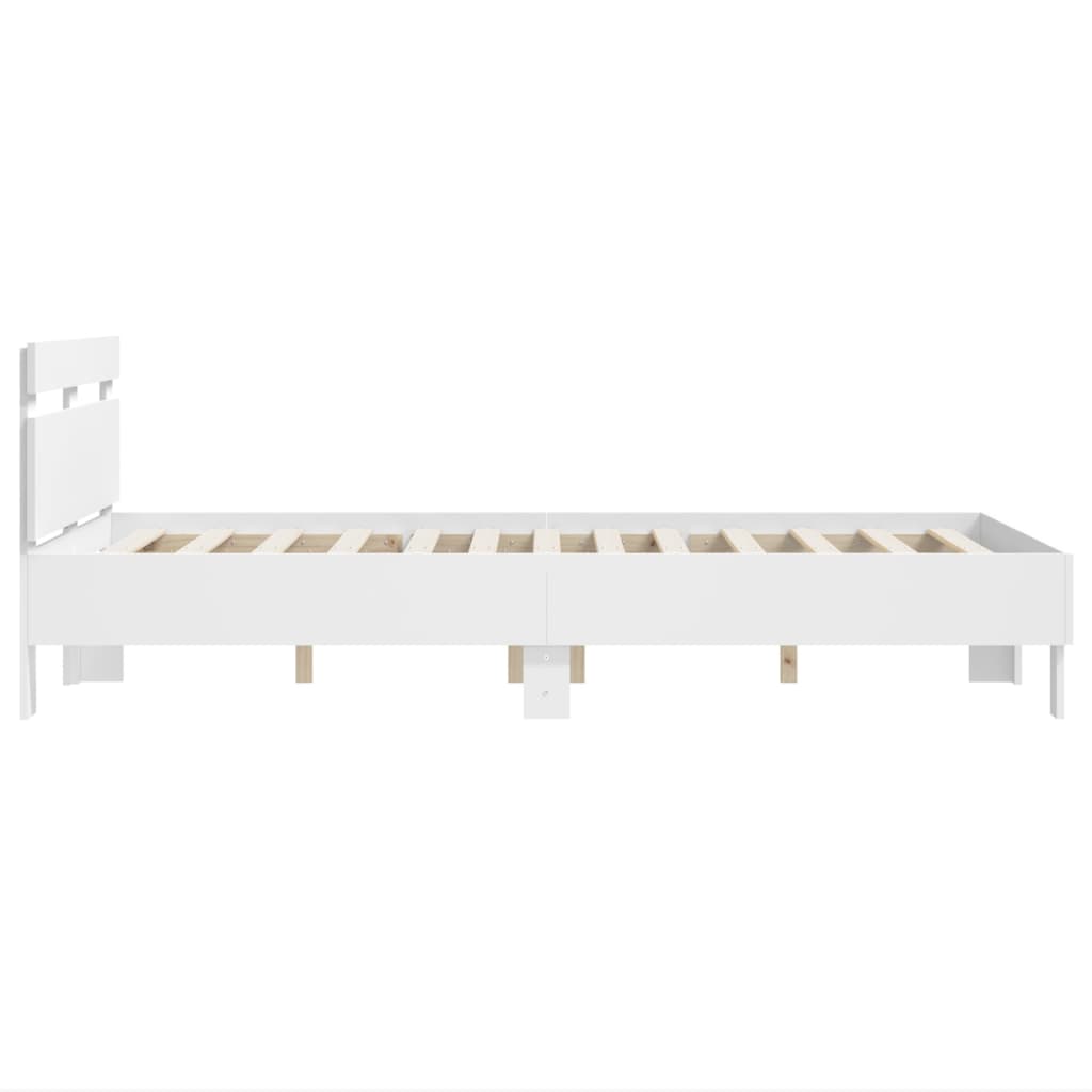 vidaXL Cadru de pat cu tăblie, alb, 120x200 cm, lemn prelucrat vidaXL Cadru de pat cu tăblie, alb, 120x200 cm, lemn prelucrat