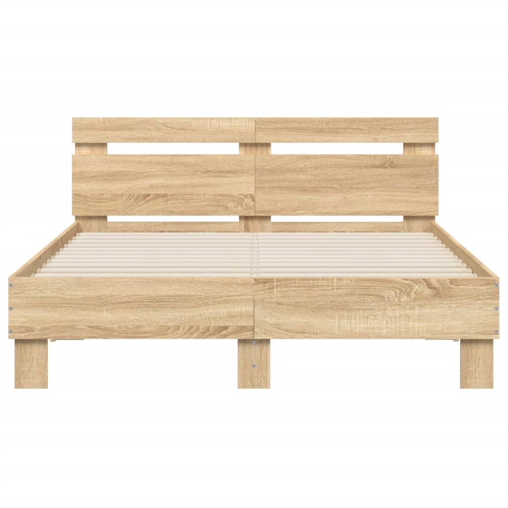 vidaXL Cadru de pat cu tăblie stejar sonoma 120x200 cm lemn prelucrat