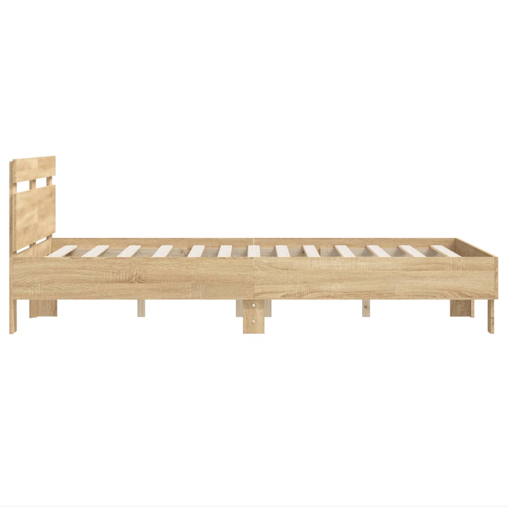vidaXL Cadru de pat cu tăblie stejar sonoma 120x200 cm lemn prelucrat