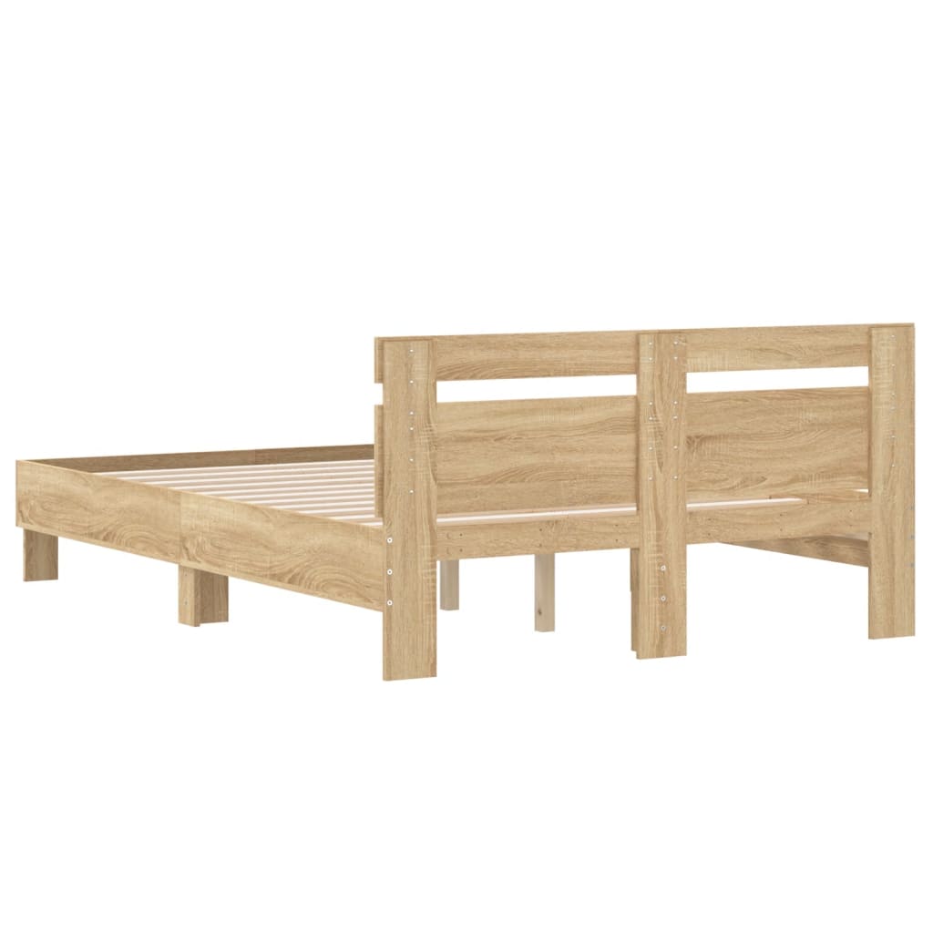 vidaXL Cadru de pat cu tăblie stejar sonoma 120x200 cm lemn prelucrat