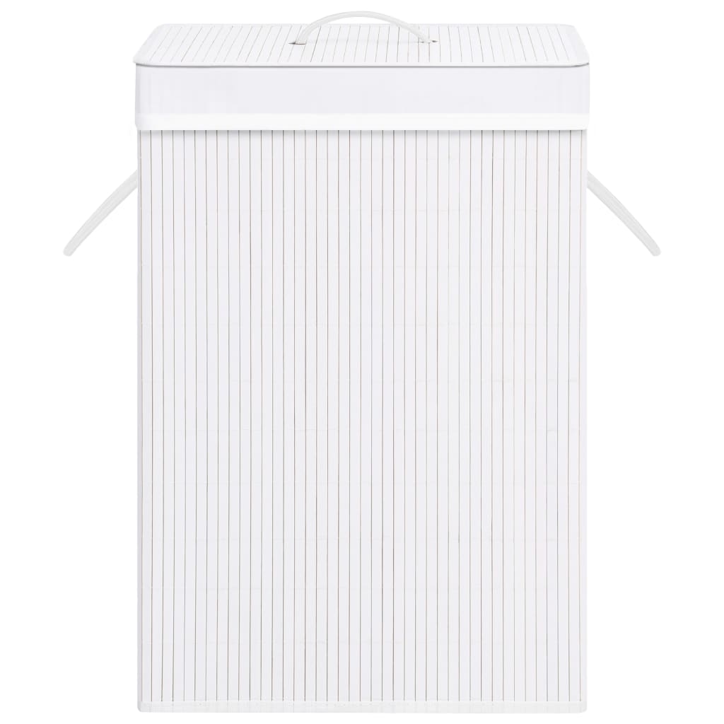 vidaXL Coș de rufe din bambus cu 2 secțiuni, alb, 72 L vidaXL Coș de rufe din bambus cu 2 secțiuni, alb, 72 L