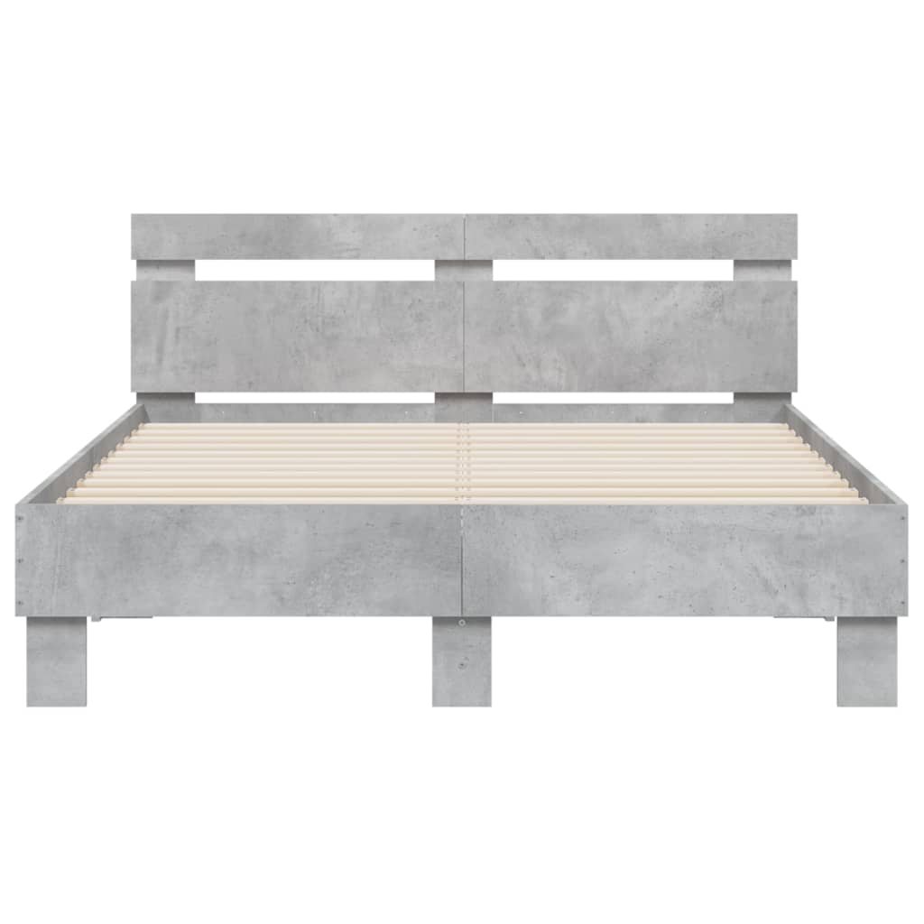 vidaXL Cadru de pat cu tăblie gri beton 120x200 cm lemn prelucrat vidaXL Cadru de pat cu tăblie gri beton 120x200 cm lemn prelucrat