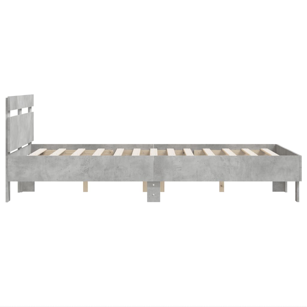 vidaXL Cadru de pat cu tăblie gri beton 120x200 cm lemn prelucrat vidaXL Cadru de pat cu tăblie gri beton 120x200 cm lemn prelucrat