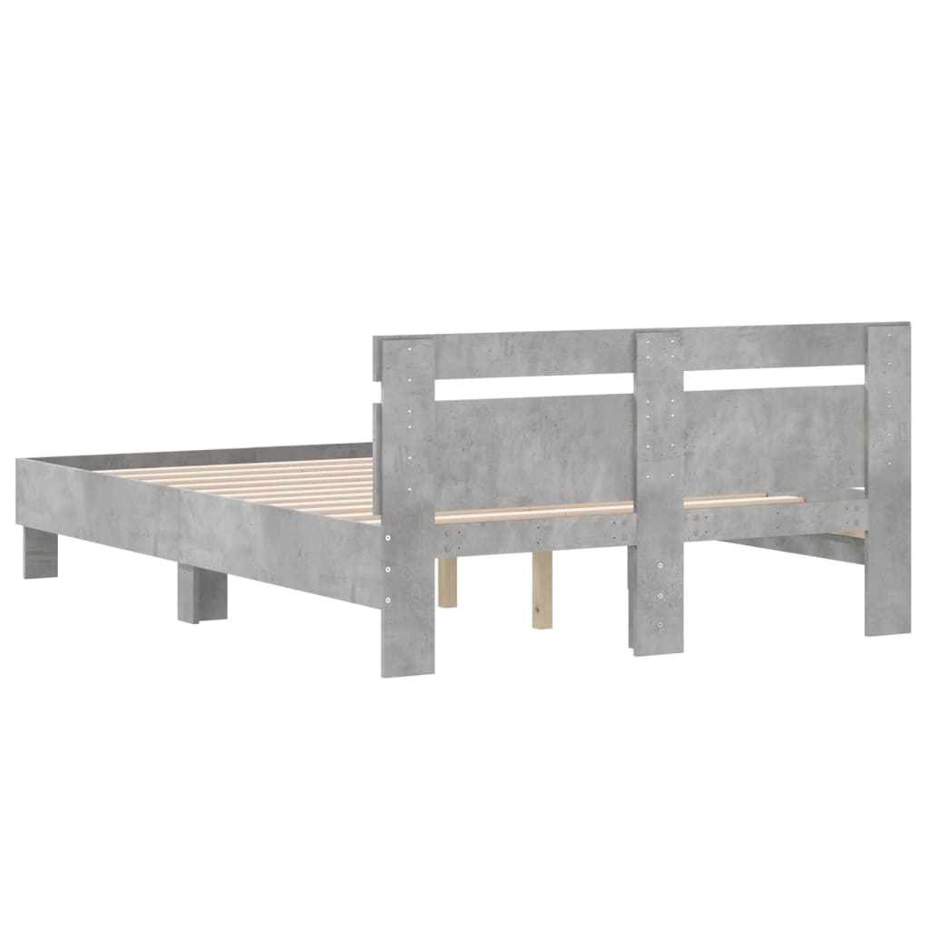vidaXL Cadru de pat cu tăblie gri beton 120x200 cm lemn prelucrat vidaXL Cadru de pat cu tăblie gri beton 120x200 cm lemn prelucrat