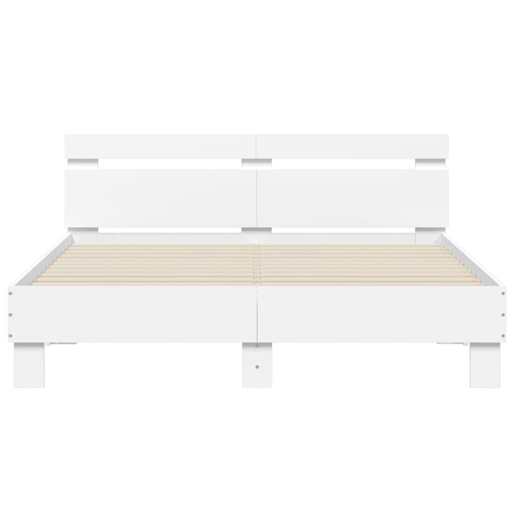 vidaXL Cadru de pat cu tăblie, alb, 140x190 cm, lemn prelucrat vidaXL Cadru de pat cu tăblie, alb, 140x190 cm, lemn prelucrat