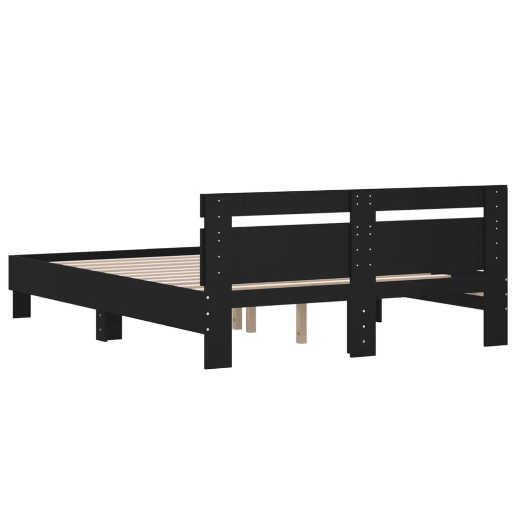 vidaXL Cadru de pat cu tăblie, negru, 140x190 cm, lemn prelucrat vidaXL Cadru de pat cu tăblie, negru, 140x190 cm, lemn prelucrat