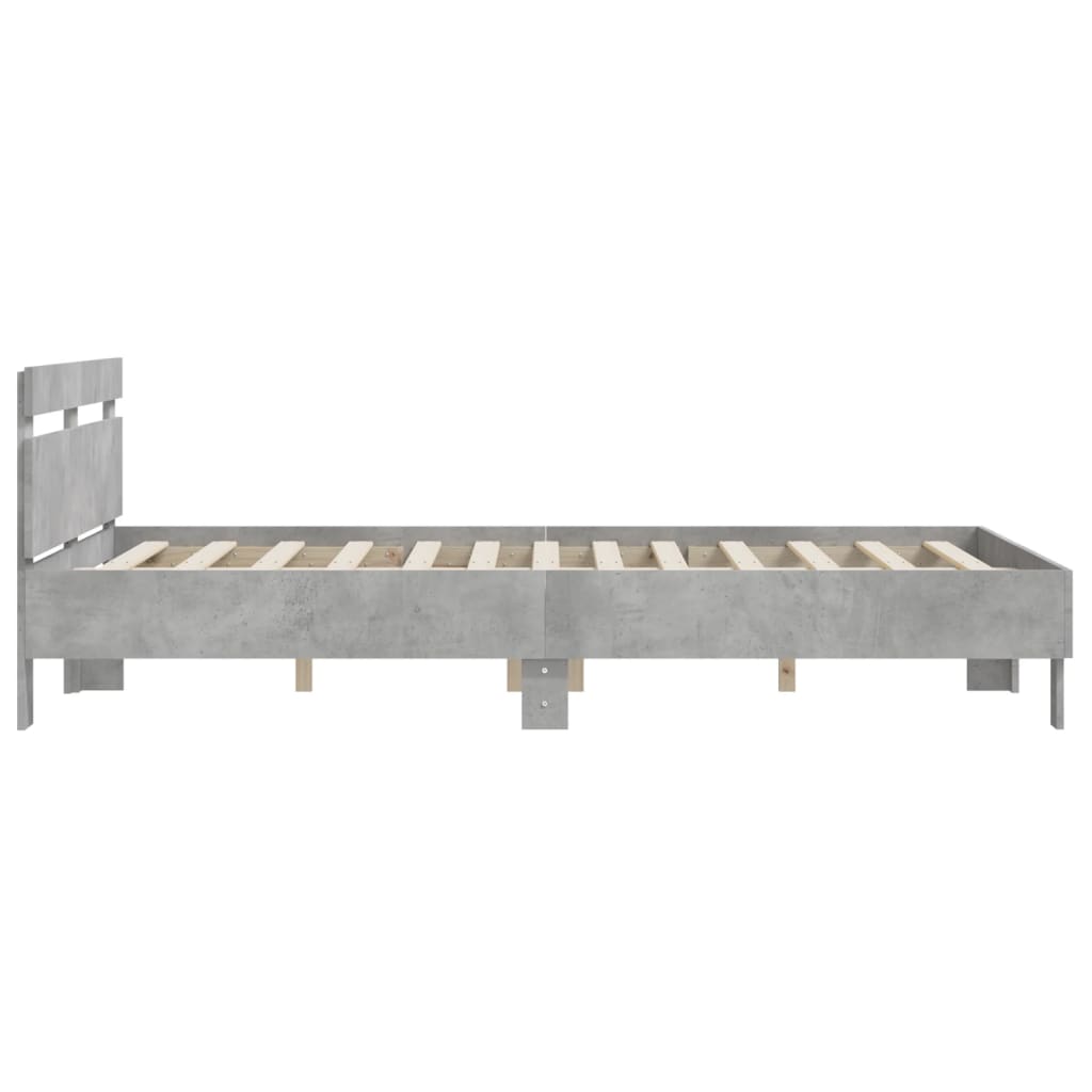 vidaXL Cadru de pat cu tăblie gri beton 140x190 cm lemn prelucrat vidaXL Cadru de pat cu tăblie gri beton 140x190 cm lemn prelucrat