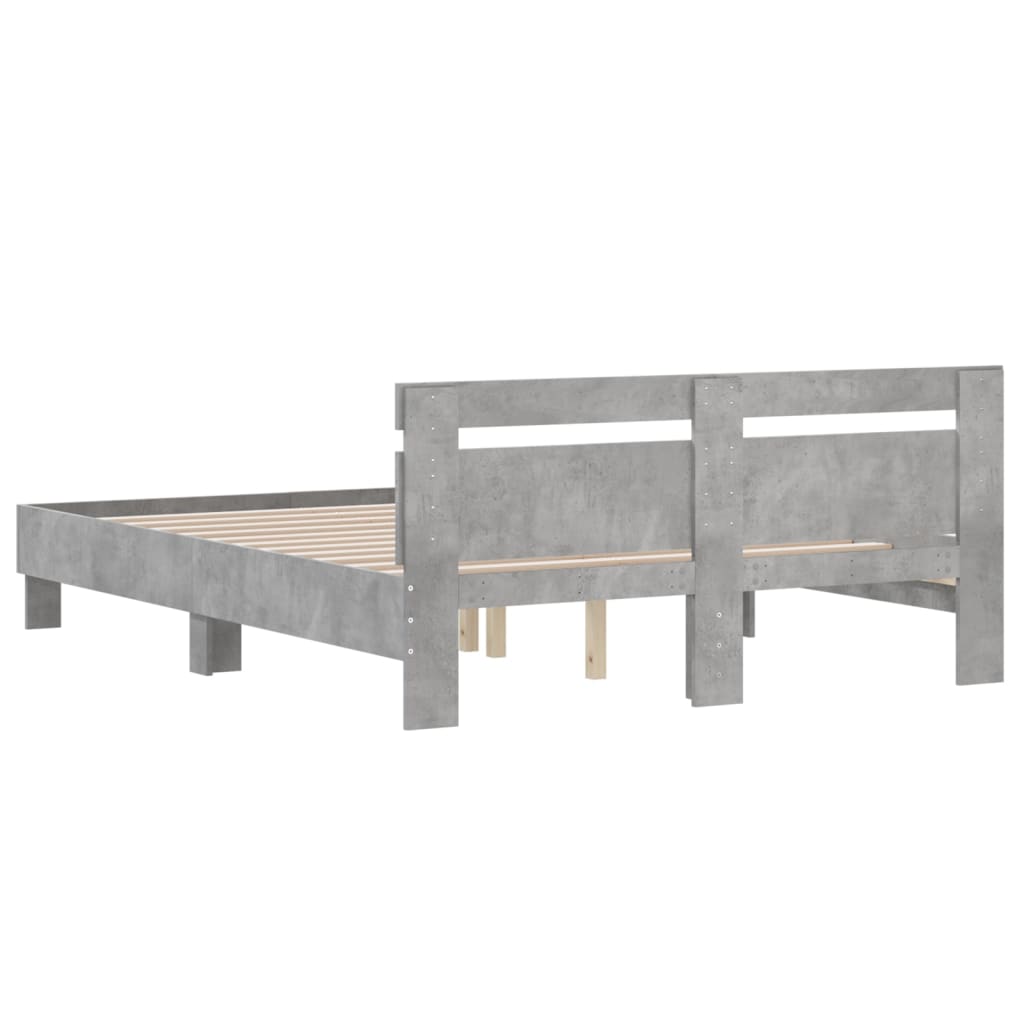 vidaXL Cadru de pat cu tăblie gri beton 140x190 cm lemn prelucrat vidaXL Cadru de pat cu tăblie gri beton 140x190 cm lemn prelucrat