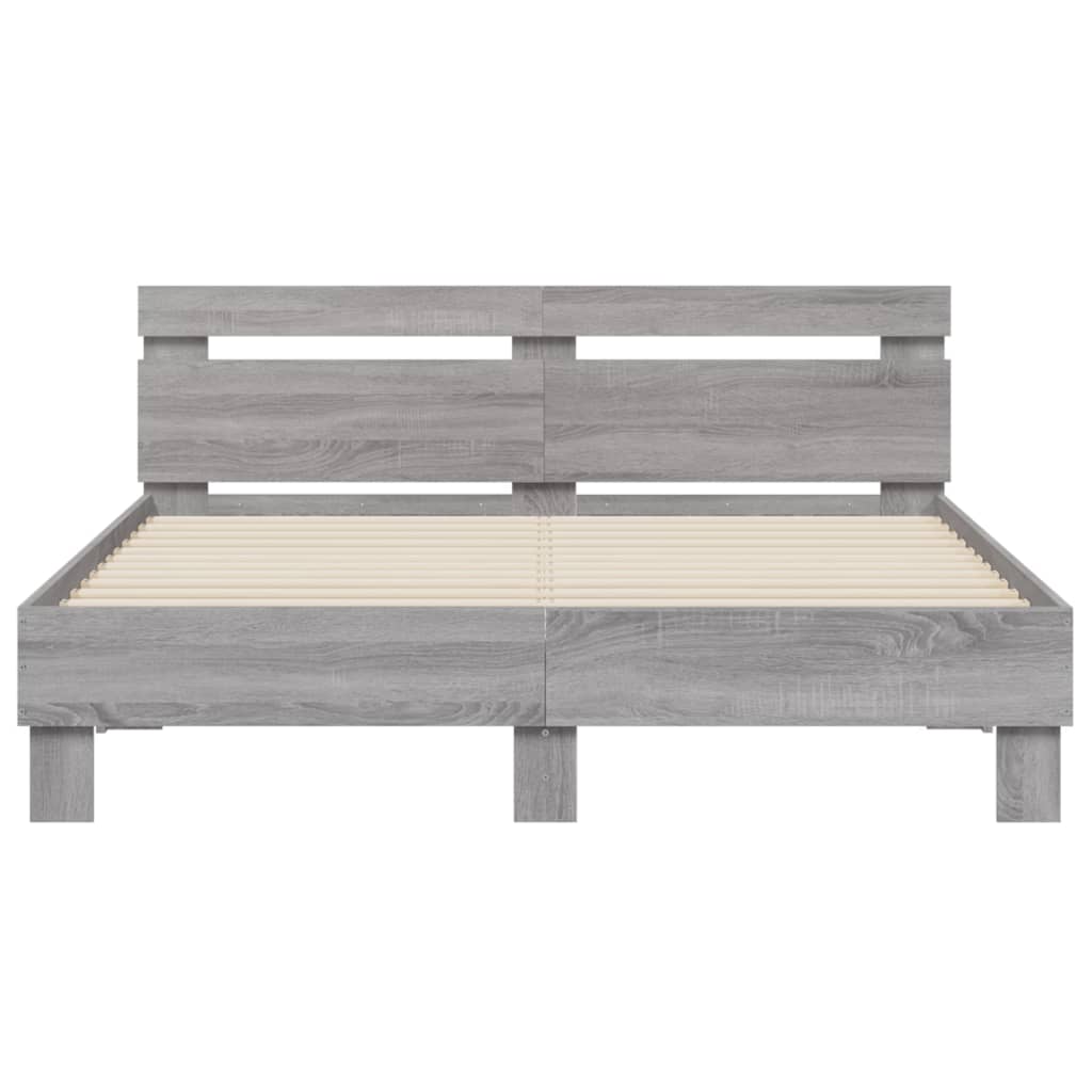 vidaXL Cadru de pat cu tăblie gri sonoma 140x190 cm lemn prelucrat vidaXL Cadru de pat cu tăblie gri sonoma 140x190 cm lemn prelucrat