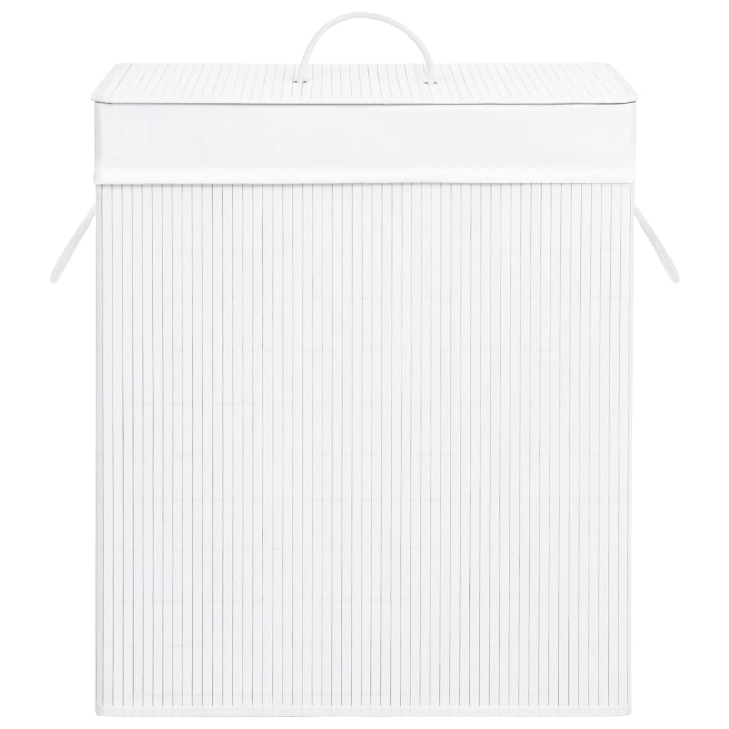 vidaXL Coș de rufe din bambus cu 2 secțiuni, alb, 100 L vidaXL Coș de rufe din bambus cu 2 secțiuni, alb, 100 L