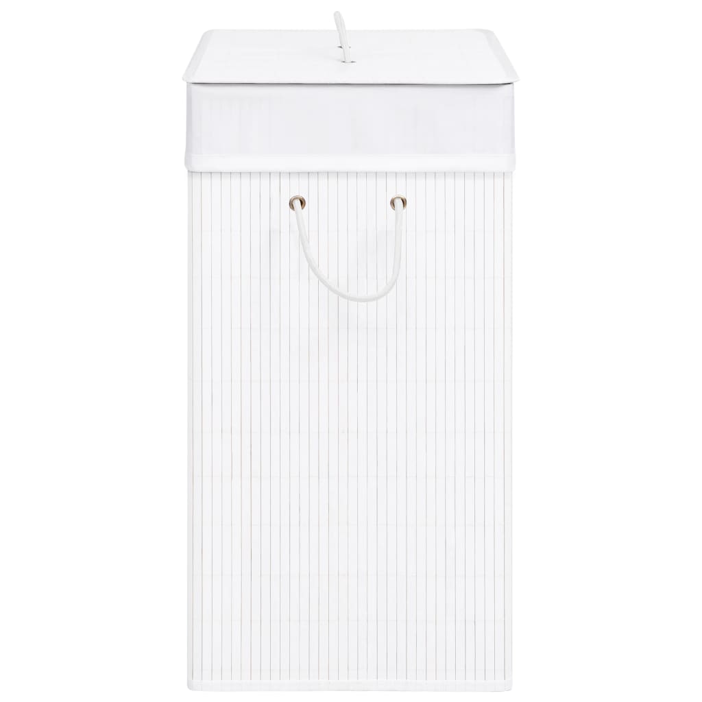 vidaXL Coș de rufe din bambus cu 2 secțiuni, alb, 100 L vidaXL Coș de rufe din bambus cu 2 secțiuni, alb, 100 L