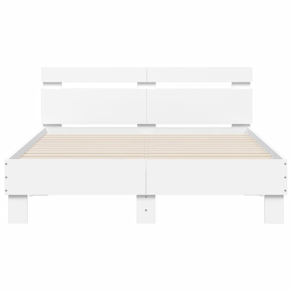 vidaXL Cadru de pat cu tăblie, alb, 120x190 cm, lemn prelucrat vidaXL Cadru de pat cu tăblie, alb, 120x190 cm, lemn prelucrat