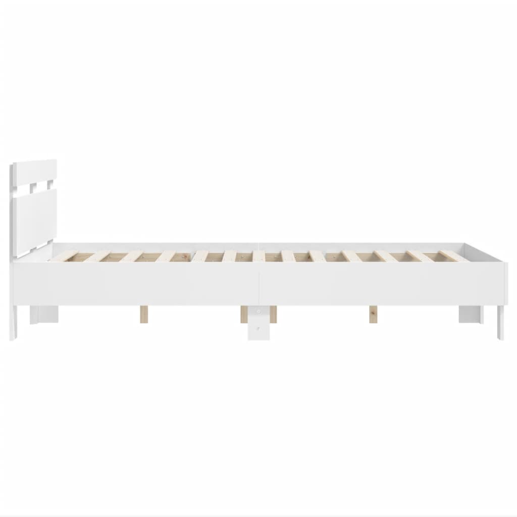 vidaXL Cadru de pat cu tăblie, alb, 120x190 cm, lemn prelucrat vidaXL Cadru de pat cu tăblie, alb, 120x190 cm, lemn prelucrat