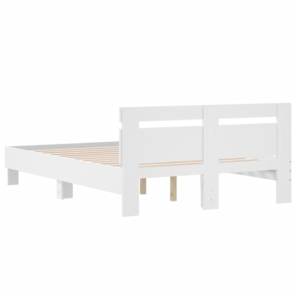 vidaXL Cadru de pat cu tăblie, alb, 120x190 cm, lemn prelucrat vidaXL Cadru de pat cu tăblie, alb, 120x190 cm, lemn prelucrat