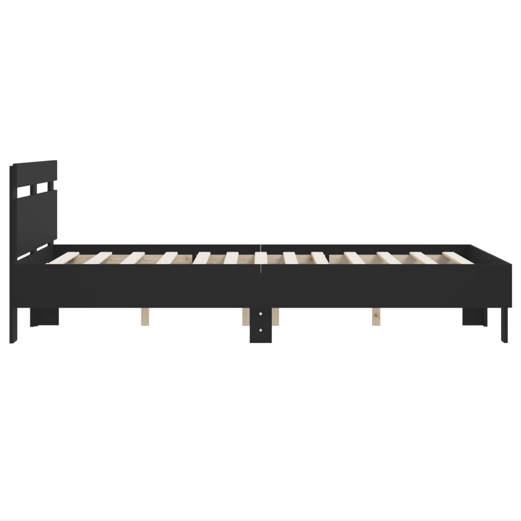 vidaXL Cadru de pat cu tăblie, negru, 120x190 cm, lemn prelucrat vidaXL Cadru de pat cu tăblie, negru, 120x190 cm, lemn prelucrat