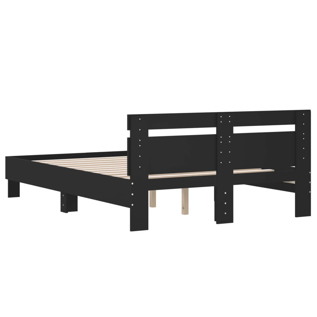 vidaXL Cadru de pat cu tăblie, negru, 120x190 cm, lemn prelucrat vidaXL Cadru de pat cu tăblie, negru, 120x190 cm, lemn prelucrat