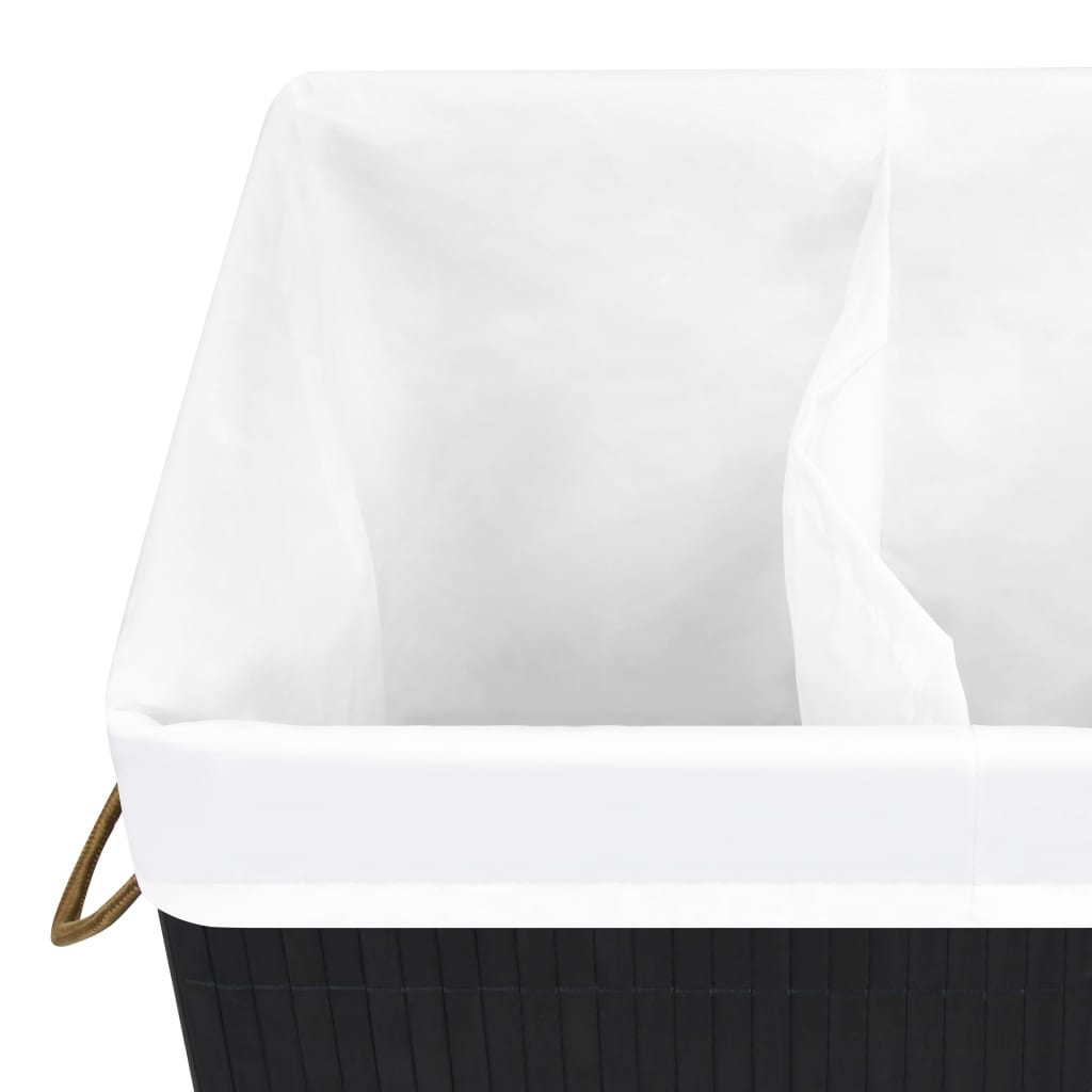 vidaXL Coș de rufe din bambus cu 2 secțiuni, negru, 72 L vidaXL Coș de rufe din bambus cu 2 secțiuni, negru, 72 L