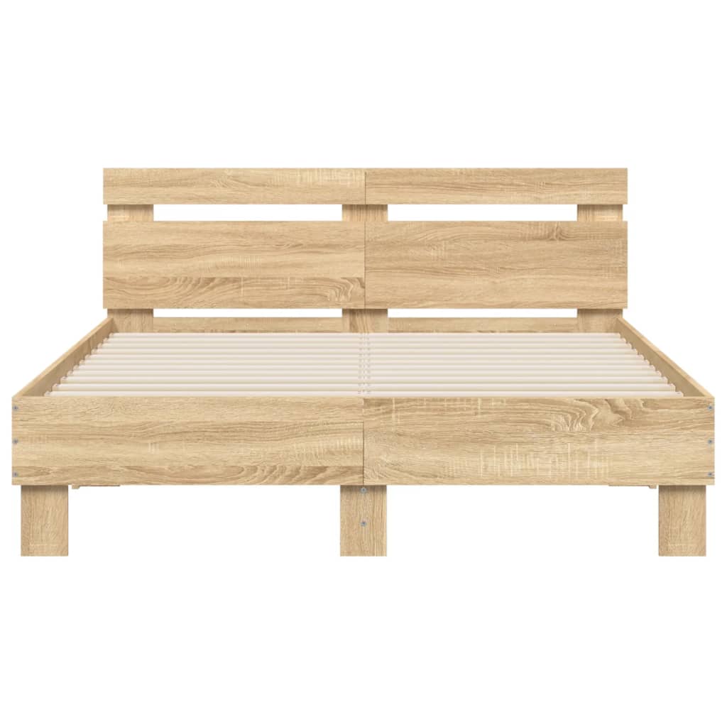vidaXL Cadru de pat cu tăblie stejar sonoma 120x190 cm lemn prelucrat vidaXL Cadru de pat cu tăblie stejar sonoma 120x190 cm lemn prelucrat
