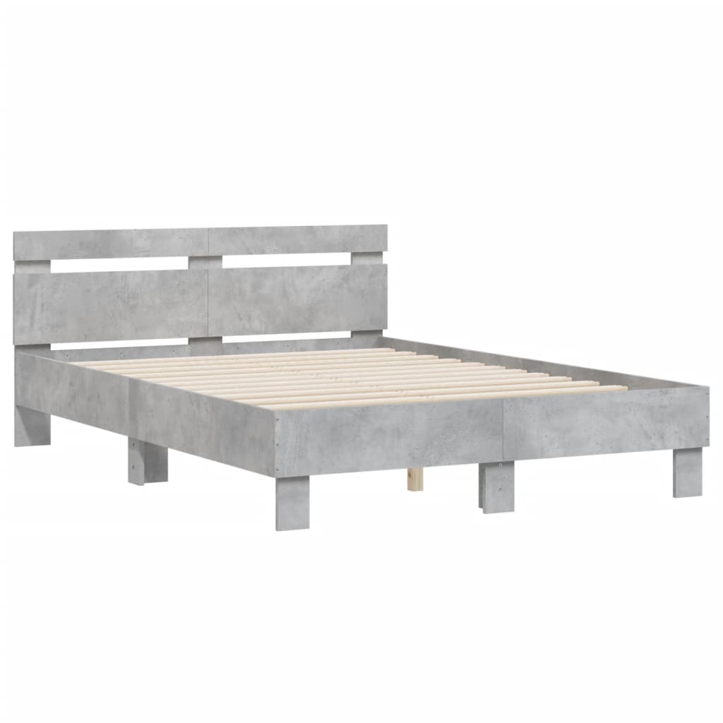 vidaXL Cadru de pat cu tăblie gri beton 120x190 cm lemn prelucrat