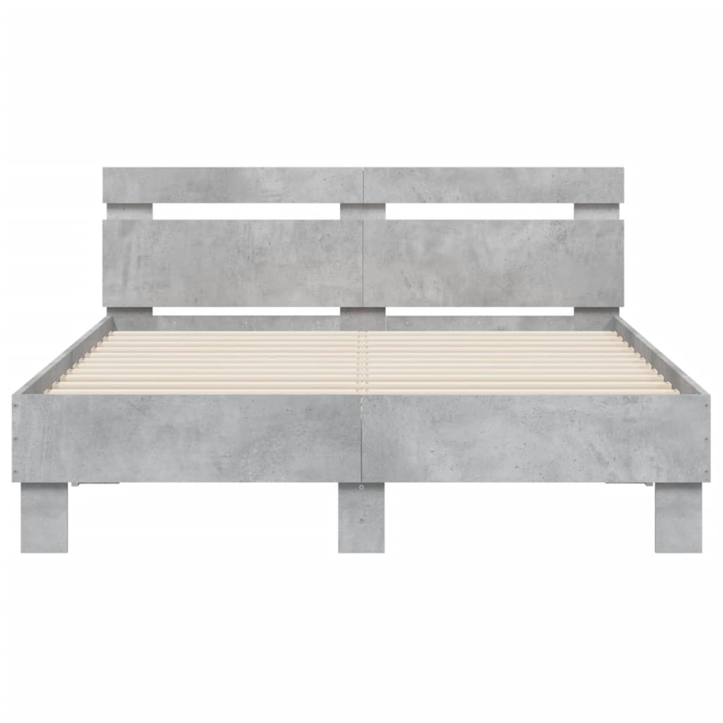 vidaXL Cadru de pat cu tăblie gri beton 120x190 cm lemn prelucrat