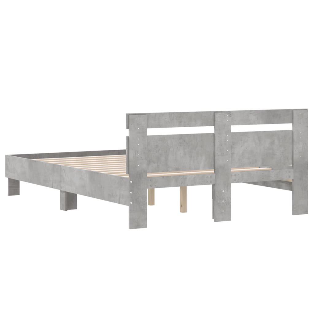 vidaXL Cadru de pat cu tăblie gri beton 120x190 cm lemn prelucrat