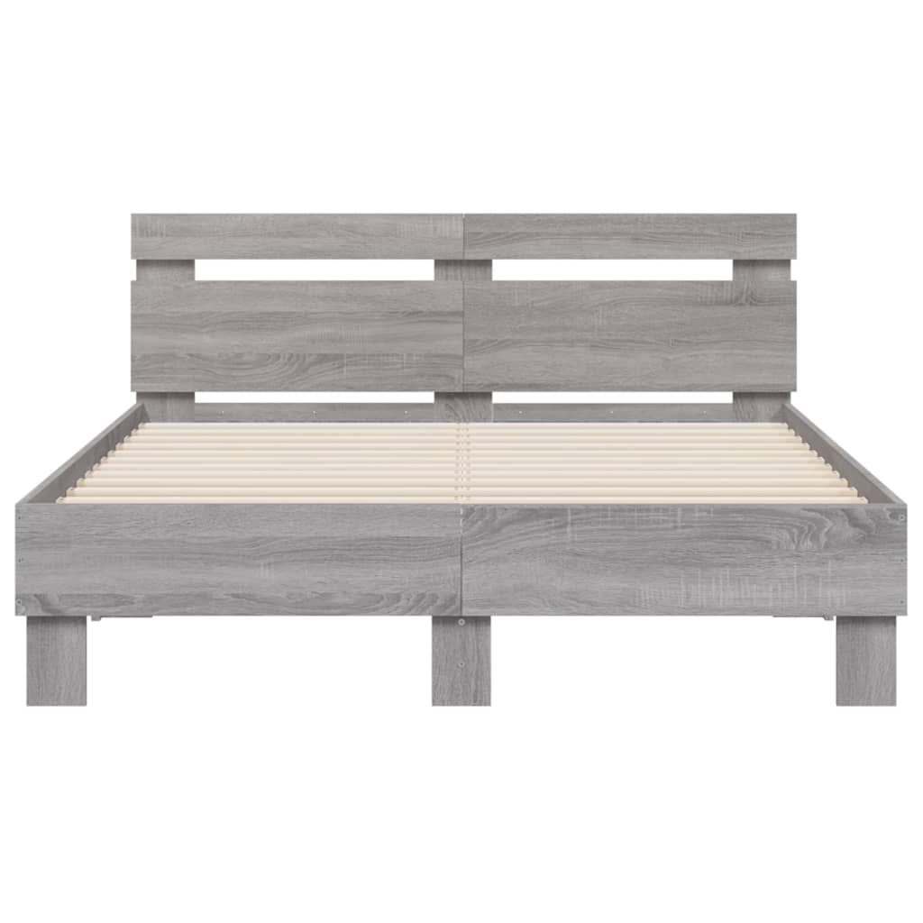 vidaXL Cadru de pat cu tăblie gri sonoma 120x190 cm lemn prelucrat vidaXL Cadru de pat cu tăblie gri sonoma 120x190 cm lemn prelucrat